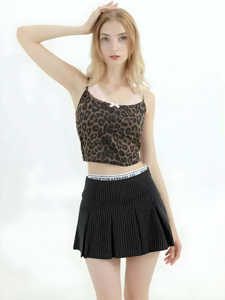 Y2K Fashion Baddie Leopard Crop Top - Trendy 2000s Style Outfit