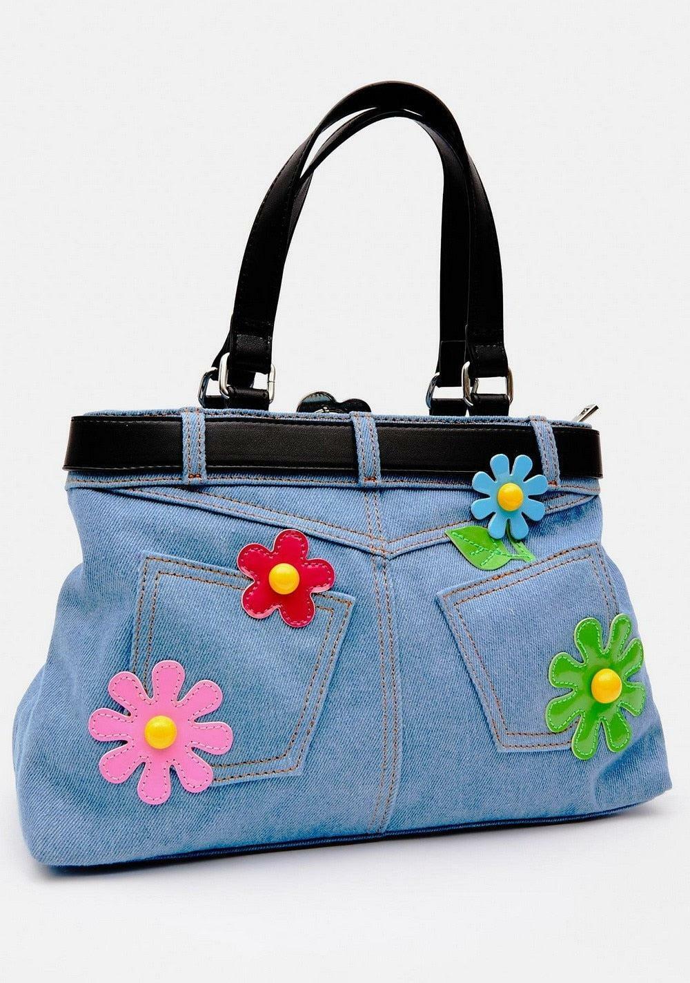 Y2K Fashion Belted Denim Handbag - 2000s Style Aesthetic Accessory