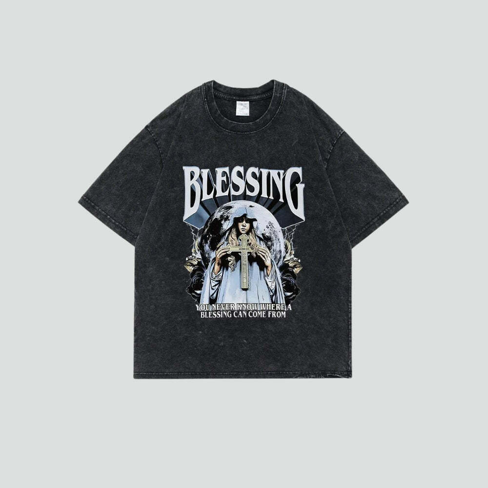 Y2K Fashion Blessing Tee: Trendy 2000s Style for Effortless Aesthetic