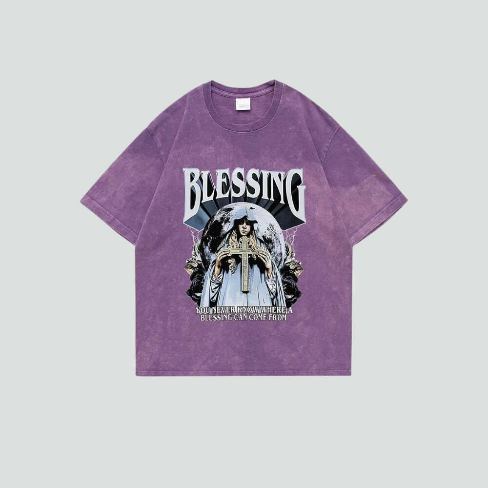 Y2K Fashion Blessing Tee: Trendy 2000s Style for Effortless Aesthetic