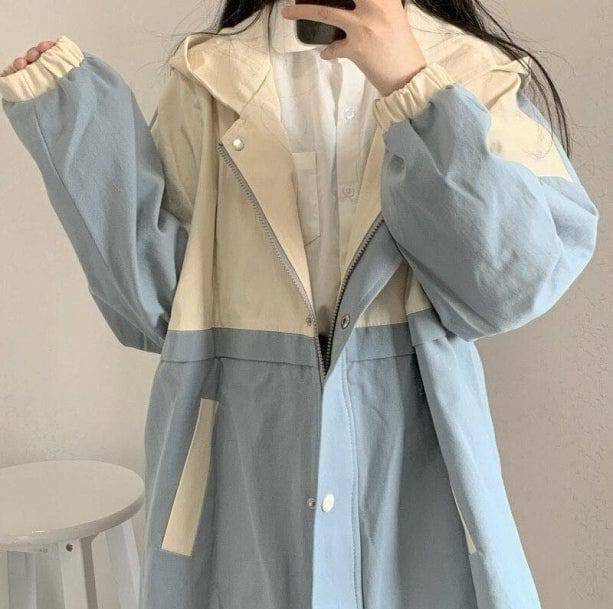 Y2K Fashion Blue Sky Aesthetic Rain Jacket - Trendy 2000s Style