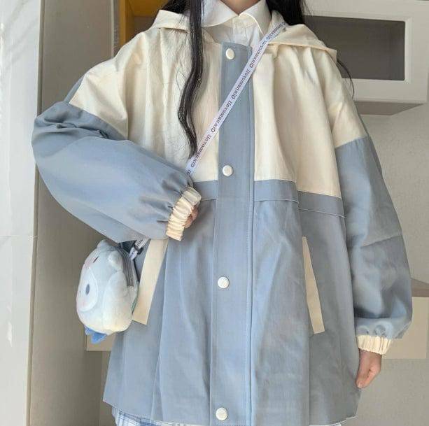 Y2K Fashion Blue Sky Aesthetic Rain Jacket - Trendy 2000s Style