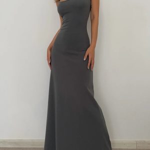 Y2K Fashion Bodycon Maxi Dress - Trendy 2000s Style for Modern Looks