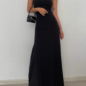 Y2K Fashion Bodycon Maxi Dress - Trendy 2000s Style for Modern Looks