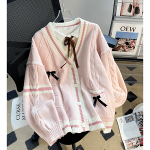 Y2K Fashion Bow Tie Kawaii Cardigan - Trendy 2000s Style for Women