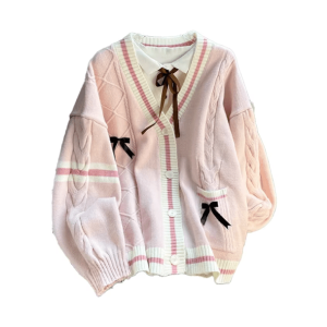 Y2K Fashion Bow Tie Kawaii Cardigan - Trendy 2000s Style for Women