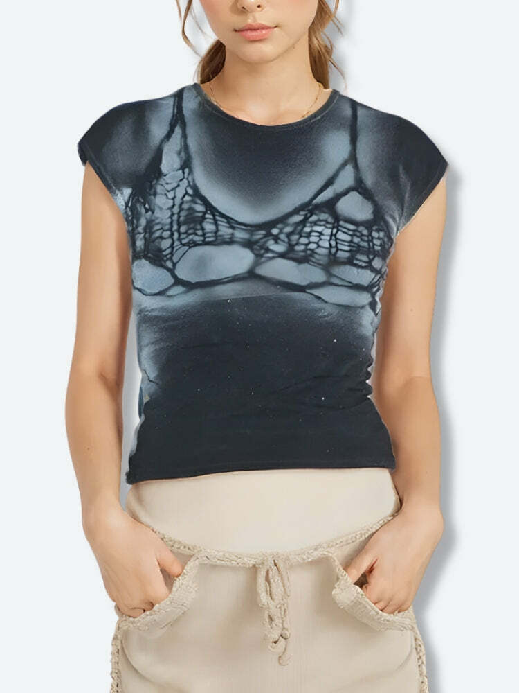 Y2K Fashion Bra Printed Tee - Trendy 2000s Style for Modern Outfits