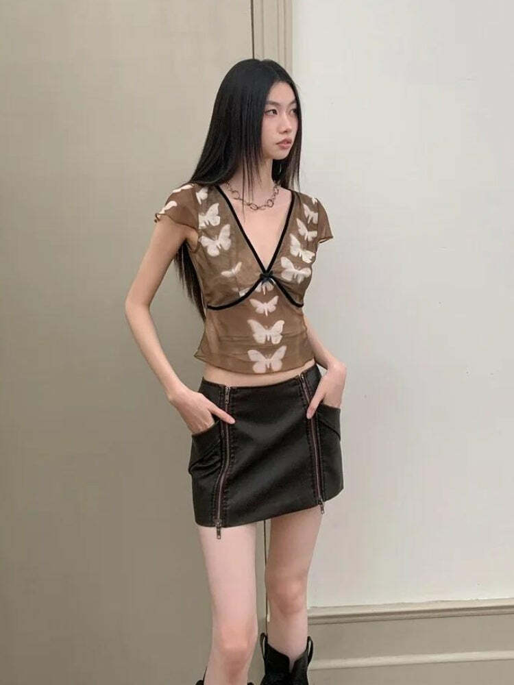 Y2K Fashion Butterfly Top: Trendy 2000s Style for Effortless Aesthetic