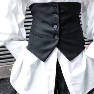 Y2K Fashion Button-Up Underbust Corset Top - 2000s Style Aesthetic