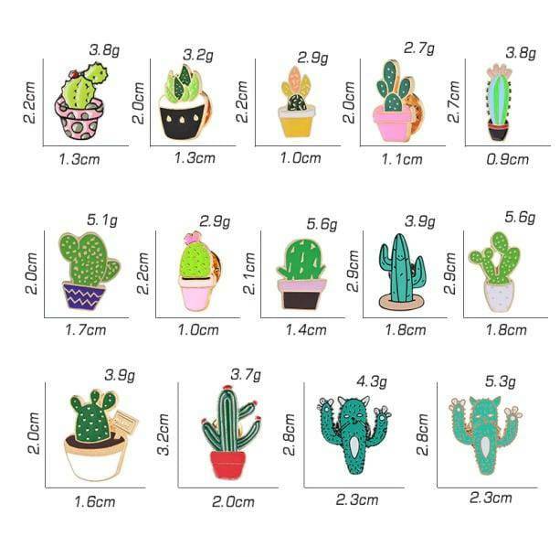 Y2K Fashion Cactus Collection Pins - Trendy 2000s Style Accessories