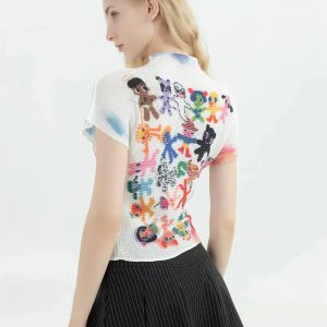 Y2K Fashion Cartoon Figures Printed Top - Trendy 2000s Style Tee