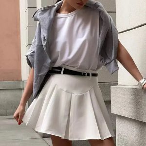 Y2K Fashion Casualcore Pleated Mini Skirt - 2000s Style Essential