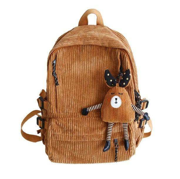 Y2K Fashion Classic Corduroy Backpack - Retro 2000s Style Essential