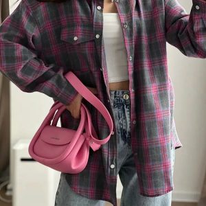 Y2K Fashion Classic Plaid Shirt - Retro 2000s Style for Trendy Looks