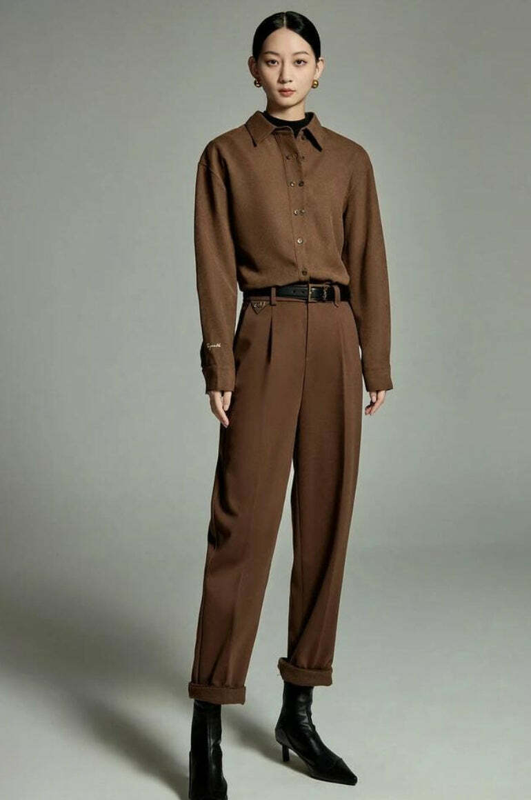 Y2K Fashion Classiccore Tailored Suit Pants - 2000s Style Essential