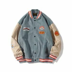 Y2K Fashion Corduroy Baseball Jacket - Retro 2000s Style Outerwear