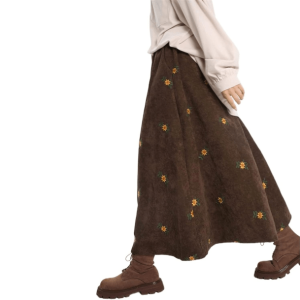 Y2K Fashion Corduroy Floral Skirt - Trendy 2000s Style Outfit