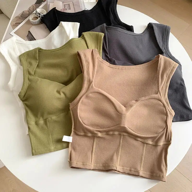 Y2K Fashion Corduroy Square Neck Crop Top - Trendy 2000s Style Top