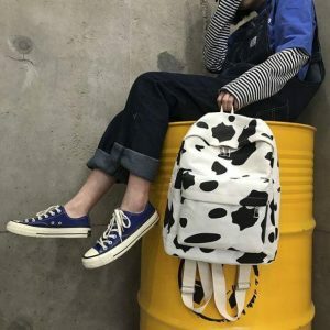 Y2K Fashion Cow's Milk Backpack: Trendy 2000s Style for Every Outfit