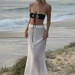 Y2K Fashion Crochet Beach Maxi Skirt - Trendy 2000s Style Essential