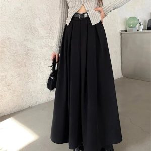 Y2K Fashion Dark Academia Midi Skirt - 2000s Style Aesthetic Outfit