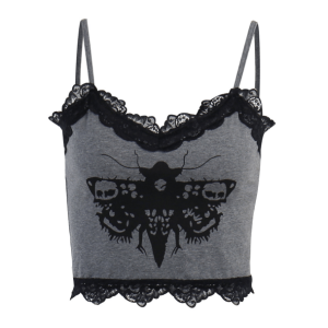 Y2K Fashion Death Moth Crop Top - Trendy 2000s Style Aesthetic