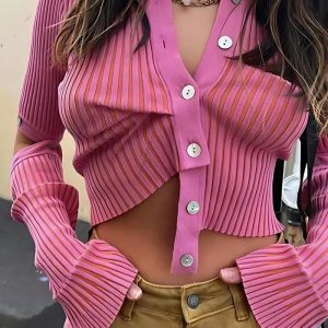 Y2K Fashion Detachable Sleeves Crop Cardigan - Trendy 2000s Style