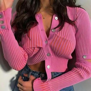 Y2K Fashion Detachable Sleeves Crop Cardigan - Trendy 2000s Style