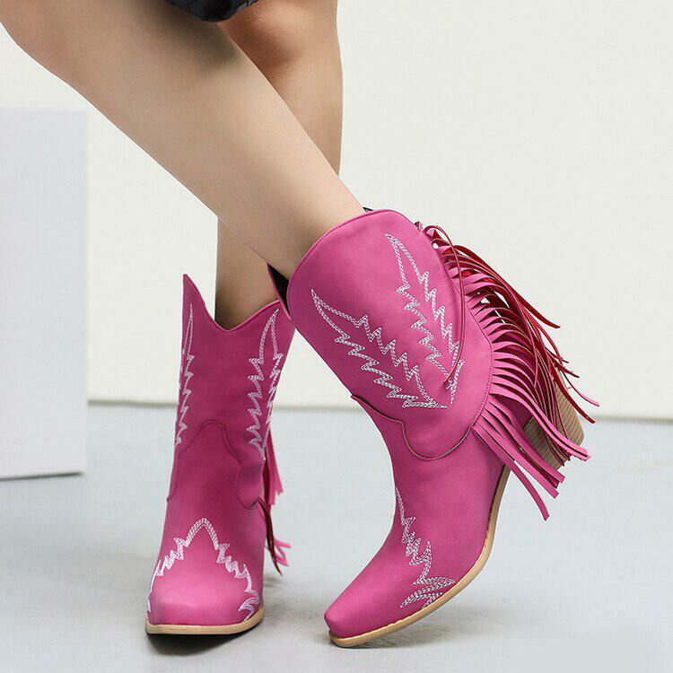 Y2K Fashion Disco Cowgirl Fringe Ankle Boots - 2000s Style Statement