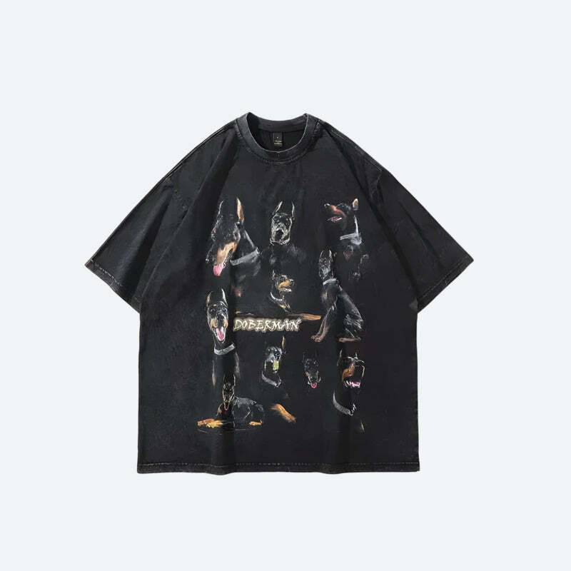 Y2K Fashion Doberman Tee: Trendy 2000s Style for Unique Outfits