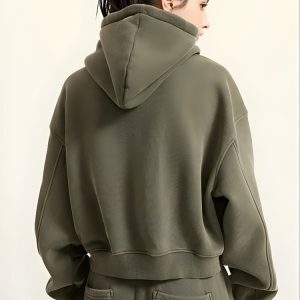 Y2K Fashion Double Zip-Up Cropped Hoodie - Trendy 2000s Style Essential