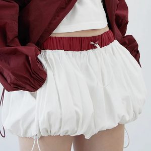 Y2K Fashion Drawstring Bubble Mini Skirt - Trendy 2000s Style