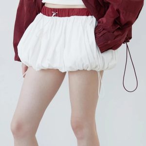 Y2K Fashion Drawstring Bubble Mini Skirt - Trendy 2000s Style