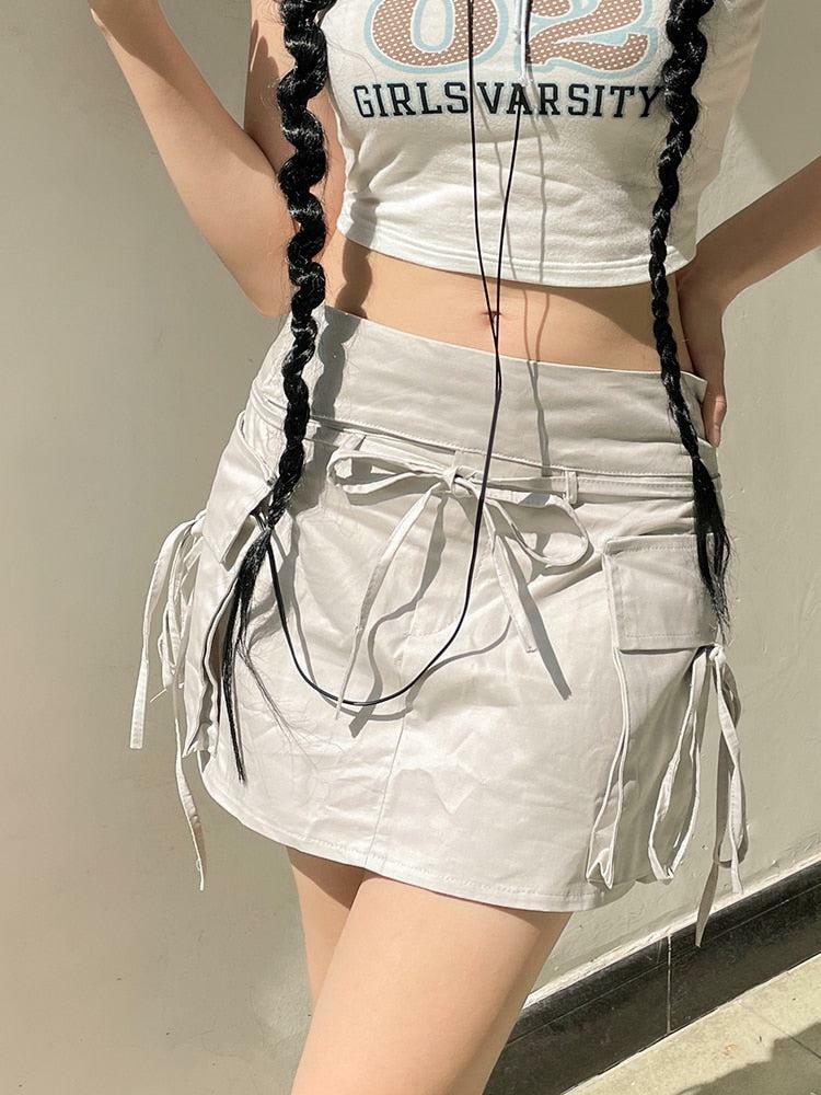 Y2K Fashion Drawstring Cargo Mini Skirt - Trendy 2000s Style Outfit