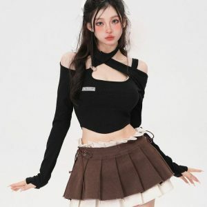 Y2K Fashion Drawstring Pleated Mini Skirt - Trendy 2000s Style