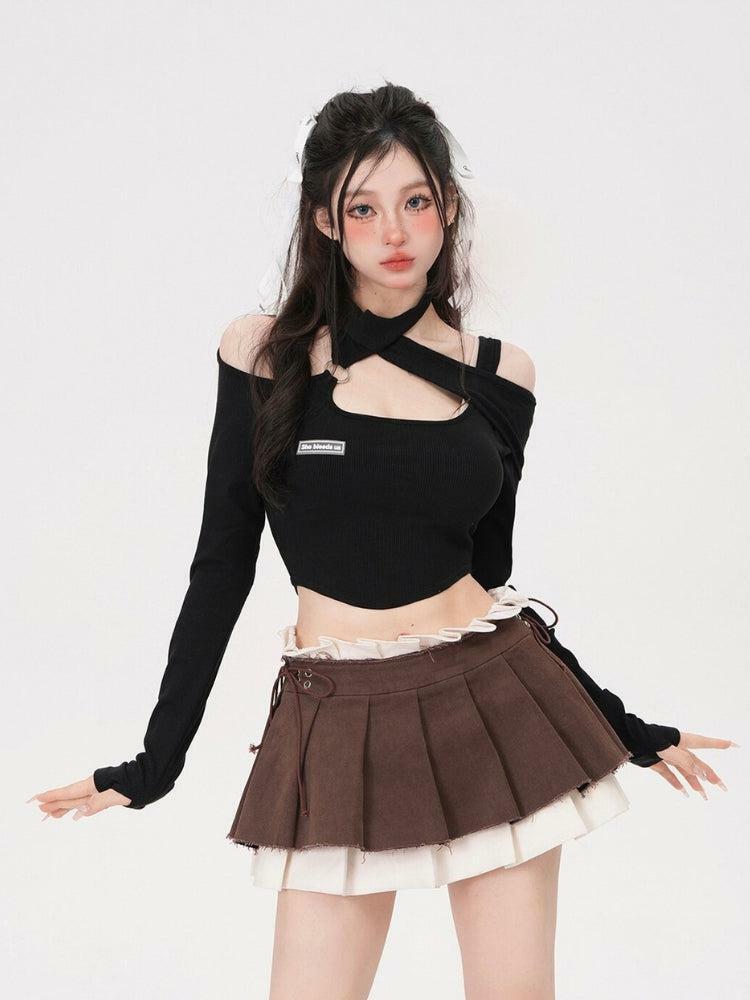 Y2K Fashion Drawstring Pleated Mini Skirt - Trendy 2000s Style