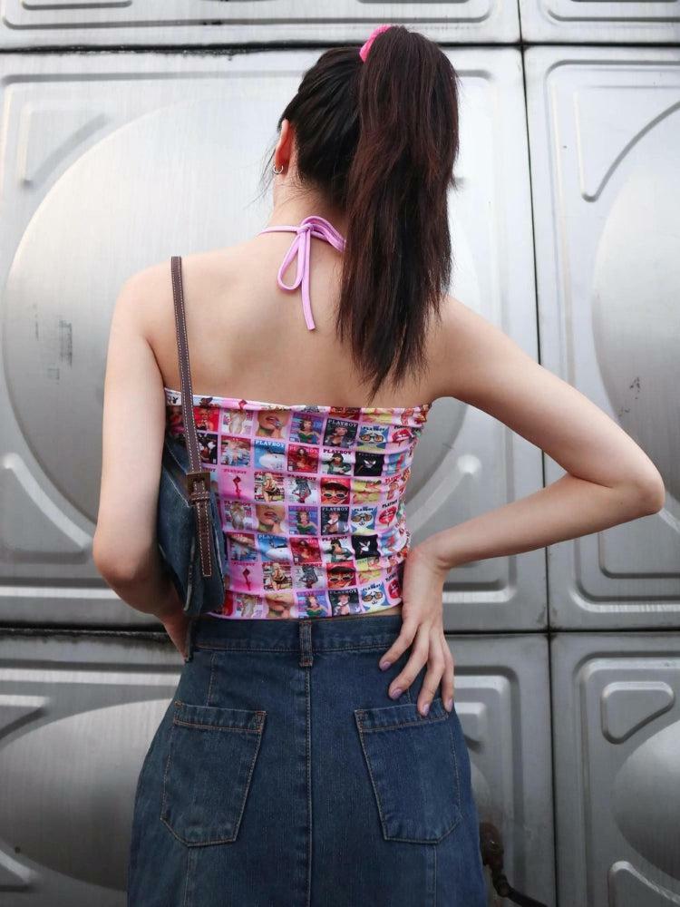 Y2K Fashion Drawstring Top Inspired by 2000s Aesthetic Trends