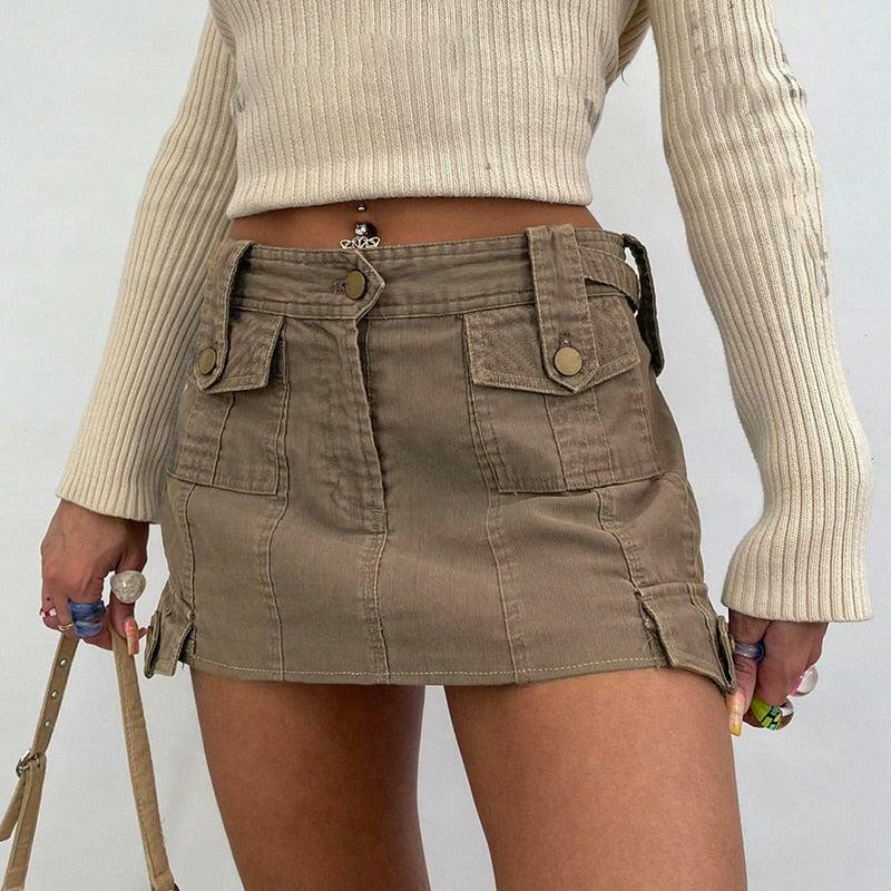 Y2K Fashion Fairy Grunge Cargo Mini Skirt - 2000s Style Aesthetic