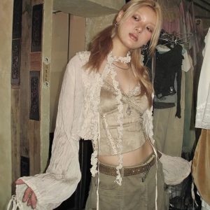 Y2K Fashion Fairy Grunge Ruffled Crop Cardigan - 2000s Style Essential