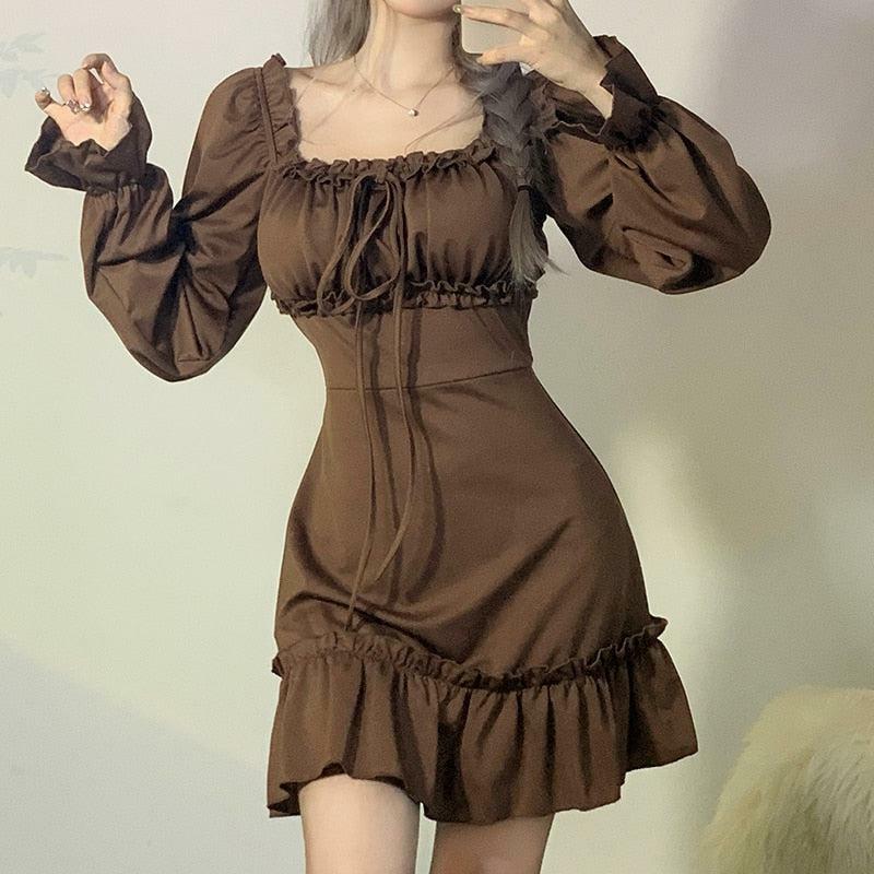 Y2K Fashion Fairy Grunge Ruffled Mini Dress - 2000s Style Aesthetic