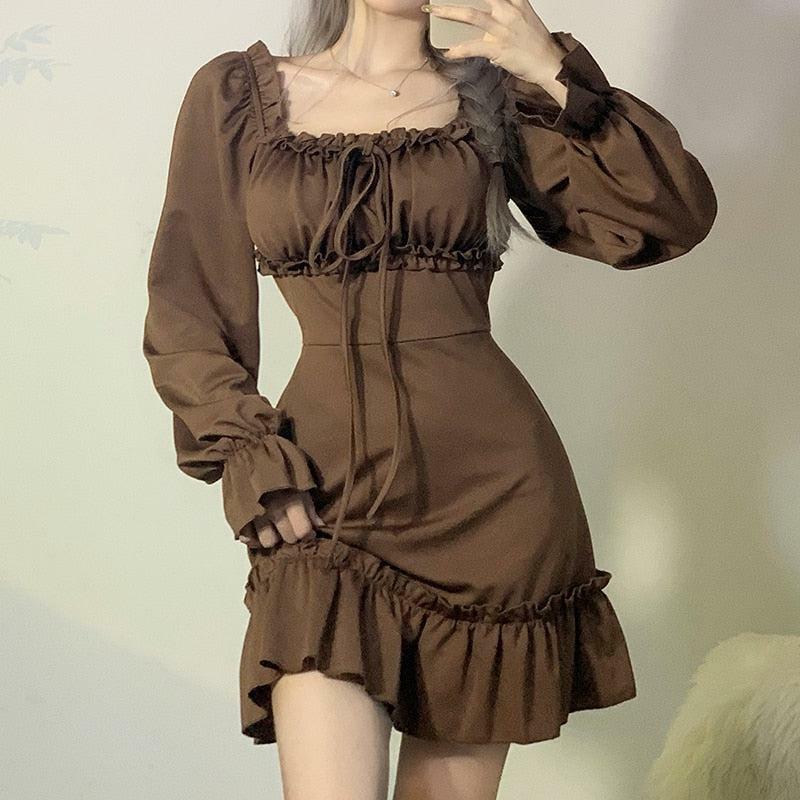 Y2K Fashion Fairy Grunge Ruffled Mini Dress - 2000s Style Aesthetic