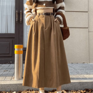 Y2K Fashion Fall Corduroy Skirt - Trendy 2000s Style for Every Occasion