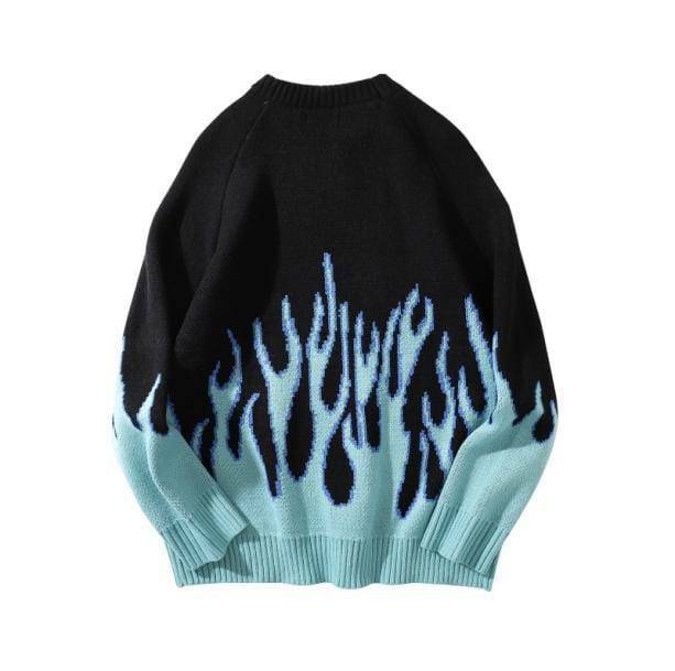 Y2K Fashion Fire Flames Sweater - Trendy 2000s Style for Bold Looks