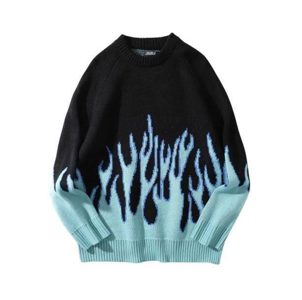 Y2K Fashion Fire Flames Sweater - Trendy 2000s Style for Bold Looks