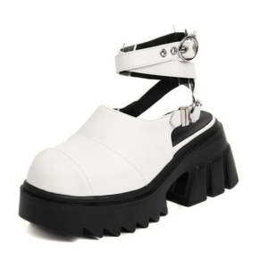 Y2K Fashion Goth Ankle Wrap Shoes - 2000s Style Aesthetic Footwear