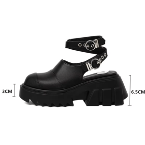 Y2K Fashion Goth Ankle Wrap Shoes - 2000s Style Aesthetic Footwear