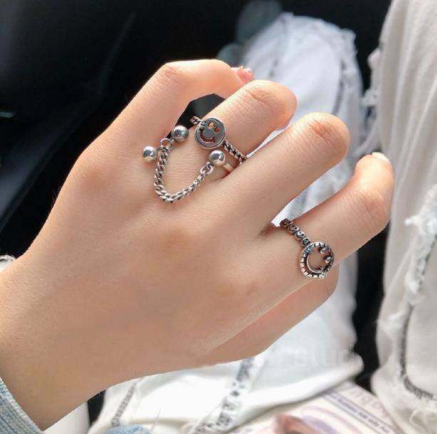 Y2K Fashion Happy Ring Set - Trendy 2000s Style Accessories