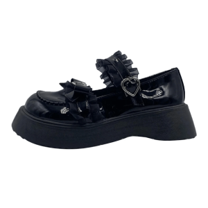 Y2K Fashion Heart Buckled Platform Shoes - Trendy 2000s Style Footwear