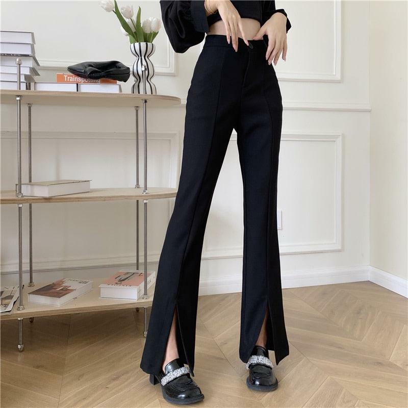 Y2K Fashion Hem Split Pants - Trendy 2000s Style for Modern Looks