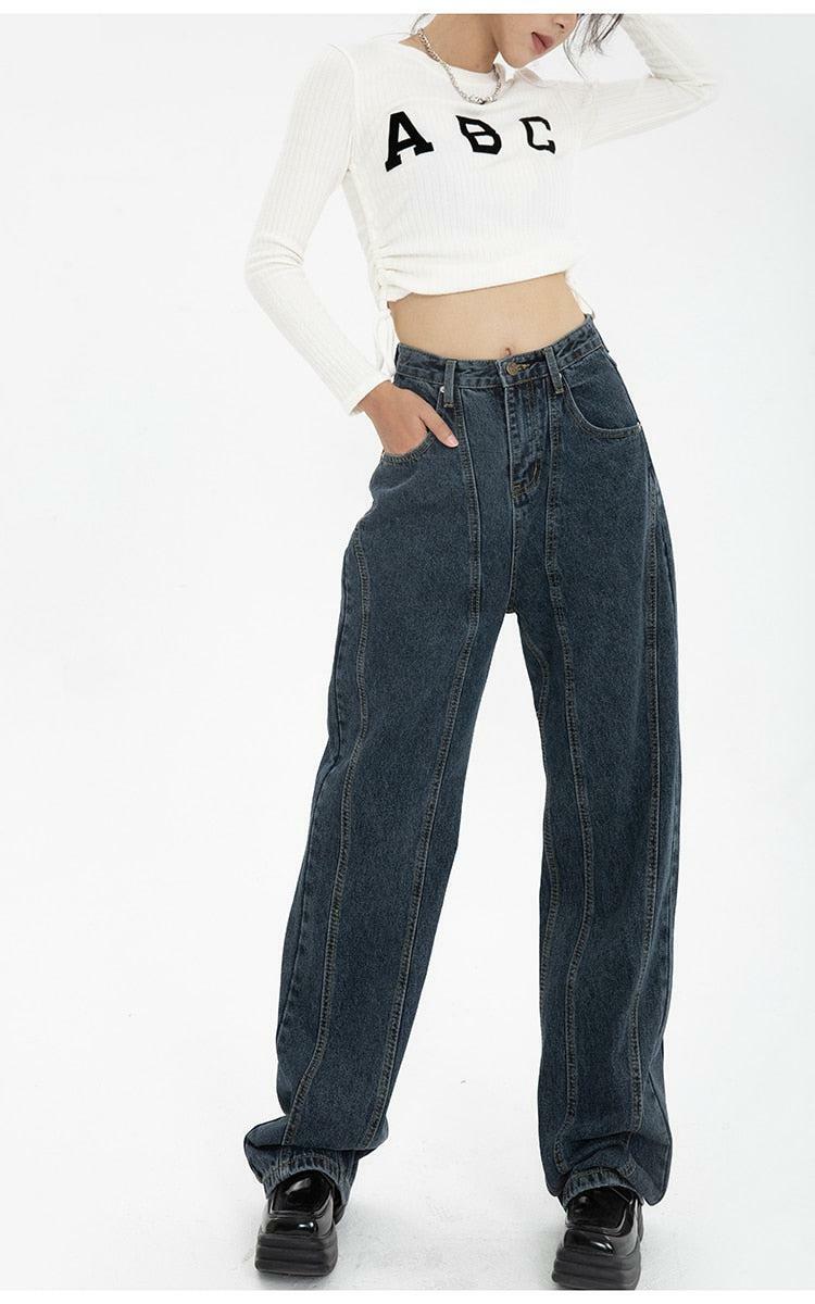 Y2K Fashion High Waisted Wide Leg Jeans - 2000s Style Essential